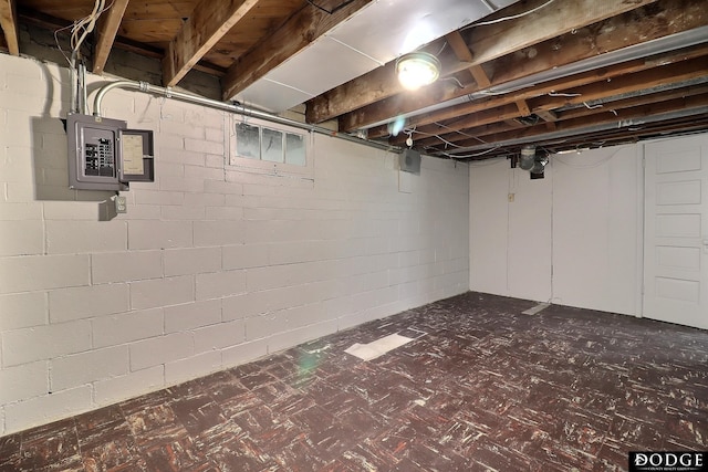 1807 N Platte Ave, Fremont, NE 68025 - unfinished below grade area with dark floors and electric panel