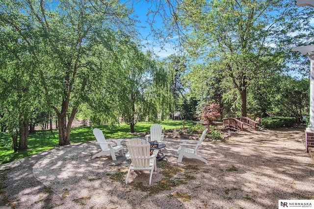 1125 Stone Creek Dr, Blair, NE 68008 - view of patio with an outdoor fire pit