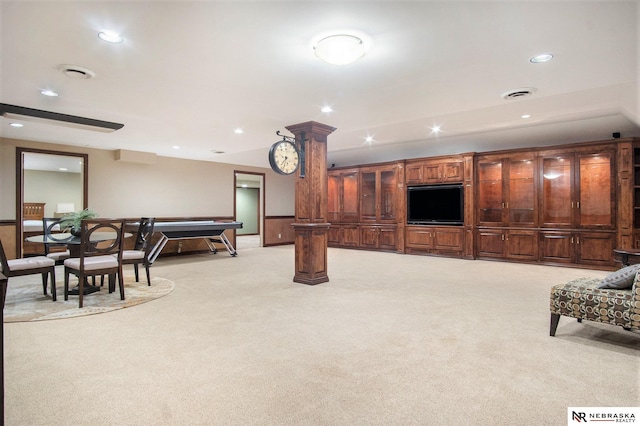 1125 Stone Creek Dr, Blair, NE 68008 - playroom with light carpet and recessed lighting