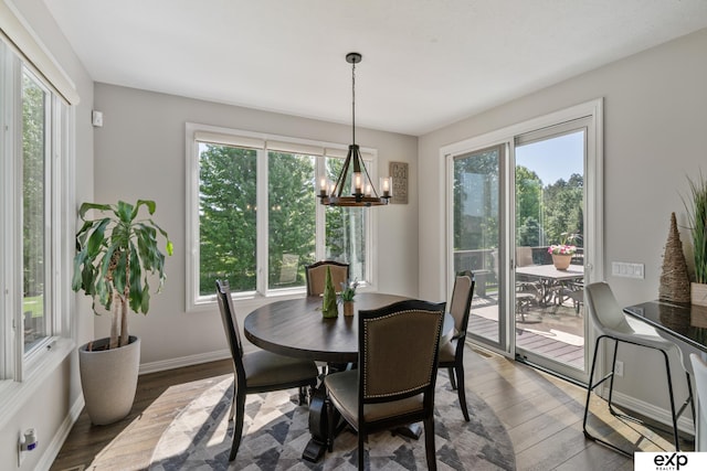 1411 S 195th St, Omaha, NE 68130 - dining space featuring a chandelier, healthy amount of natural light, and dark wood-style floors