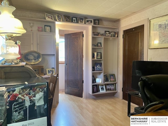 1200 H St, Pawnee City, NE 68420 - office space with light wood finished floors, crown molding, and built in features