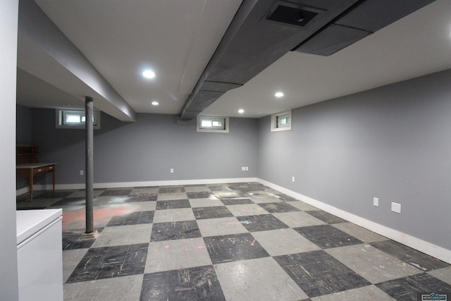 1425 Meadow Dale Dr, Lincoln, NE 68505 - below grade area featuring tile patterned floors, plenty of natural light, recessed lighting, and baseboards