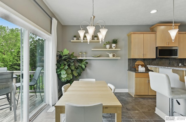 7211 S 174th St, Omaha, NE 68136 - dining area with a chandelier, recessed lighting, and baseboards