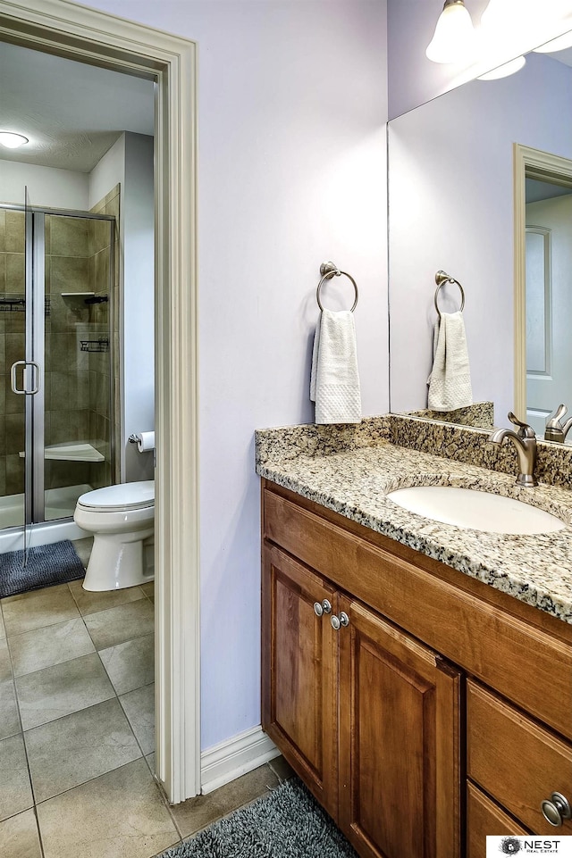3400 Firethorn Ter, Lincoln, NE 68520 - full bath with a stall shower, tile patterned flooring, vanity, and toilet
