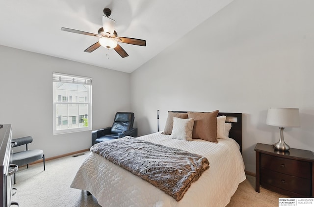 6031 N 167th Ct, Omaha, NE 68116 - bedroom featuring carpet, baseboards, vaulted ceiling, and a ceiling fan