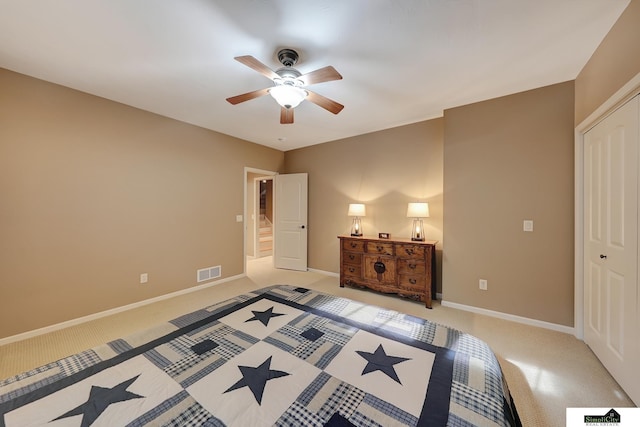8420 Augusta Dr, Lincoln, NE 68526 - bedroom featuring light carpet, baseboards, and a ceiling fan