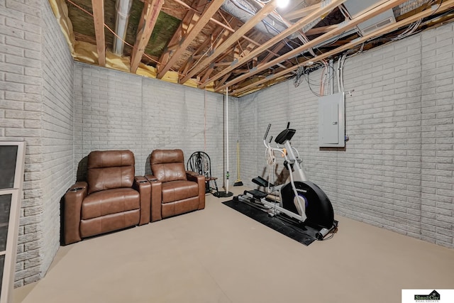 8420 Augusta Dr, Lincoln, NE 68526 - exercise area with electric panel and brick wall