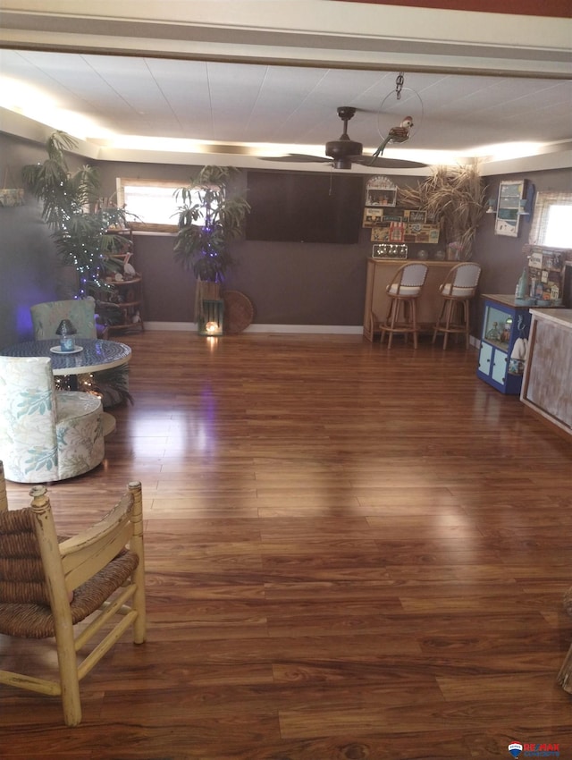803 6th St, Fairbury, NE 68352 - living room with wood finished floors and ceiling fan