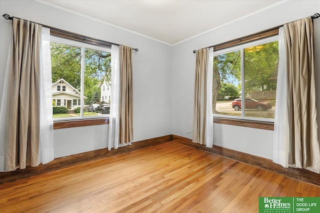 4188 Chicago St, Omaha, NE 68131 - spare room featuring healthy amount of natural light, light wood-style flooring, baseboards, and ornamental molding