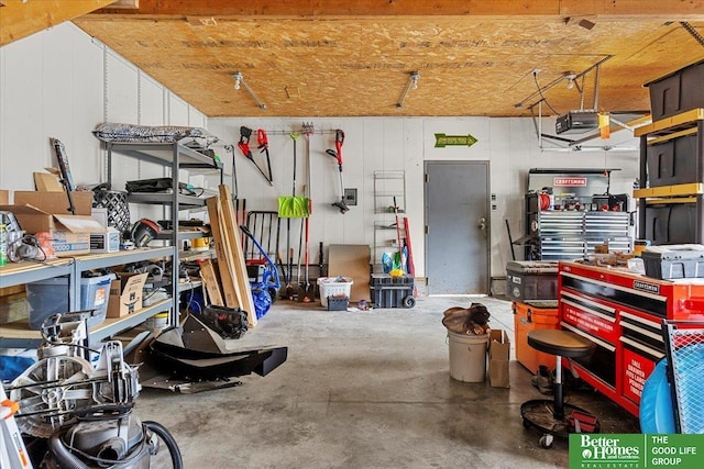 4188 Chicago St, Omaha, NE 68131 - garage featuring a workshop area and a garage door opener