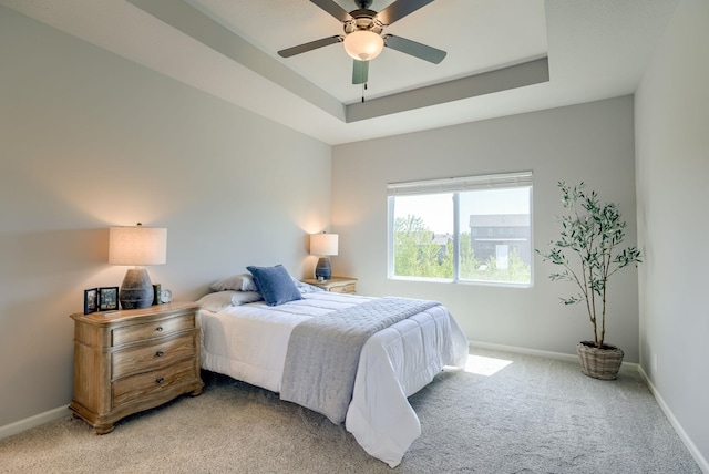 9221 S 177th St, Omaha, NE 68136 - bedroom featuring light carpet, baseboards, ceiling fan, and a raised ceiling