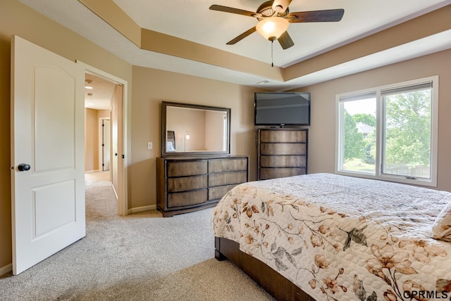 7320 S 169th St, Omaha, NE 68136 - carpeted bedroom with a tray ceiling and ceiling fan