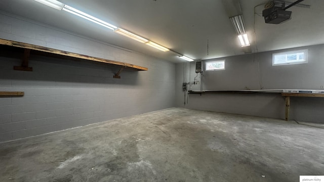 basement with a garage