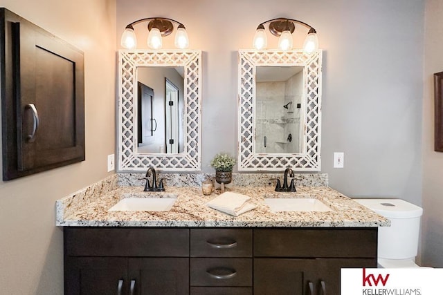 7815 Maui Cir, Papillion, NE 68046 - full bath featuring a tile shower, toilet, and double vanity