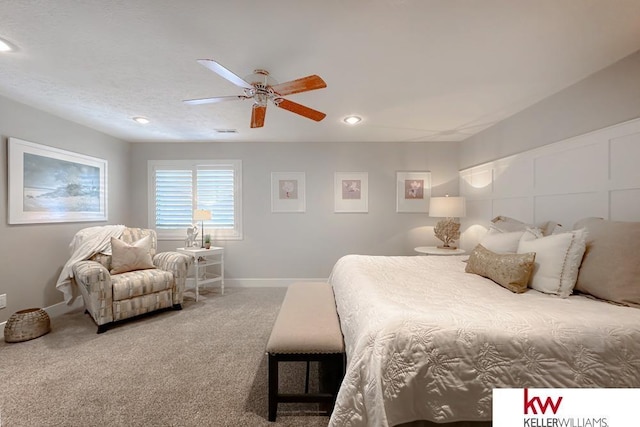 7815 Maui Cir, Papillion, NE 68046 - carpeted bedroom with recessed lighting, baseboards, and ceiling fan