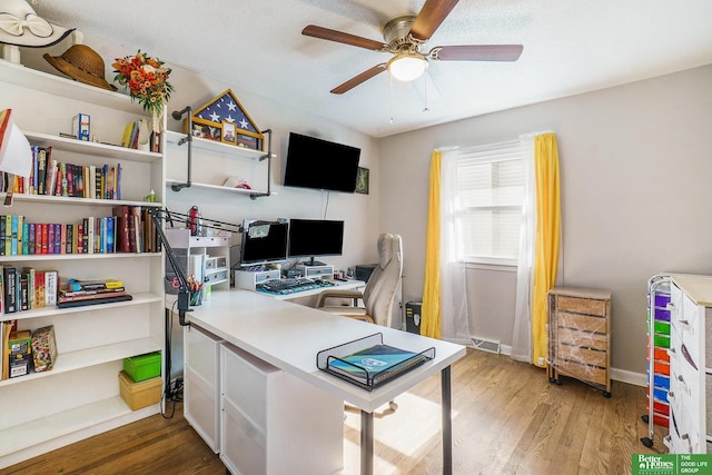 10241 Berry St, Omaha, NE 68127 - office with ceiling fan, wood finished floors, and baseboards