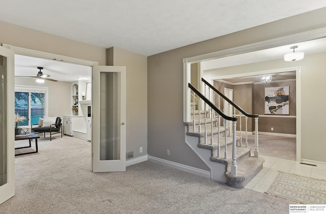 16712 V St, Omaha, NE 68135 - stairs featuring carpet floors, baseboards, and ceiling fan