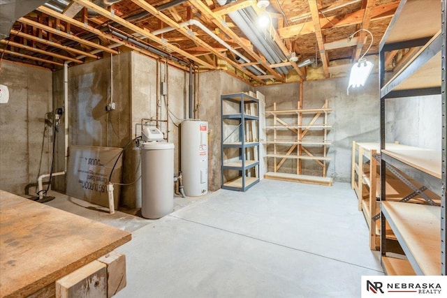 650 Heatherwood Dr, Fremont, NE 68025 - unfinished basement featuring water heater and a water softener