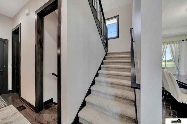 17380 S 77th Pt, Hickman, NE 68372 - staircase featuring healthy amount of natural light and wood finished floors