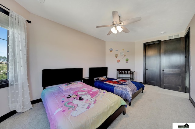 17380 S 77th Pt, Hickman, NE 68372 - bedroom with carpet, multiple windows, baseboards, and ceiling fan