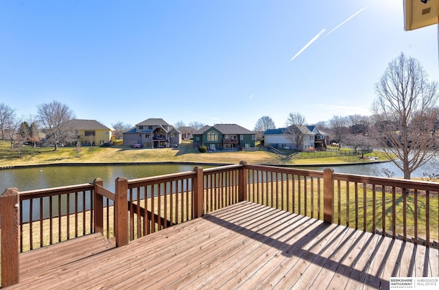 4804 Fountain Cir, Papillion, NE 68133 - wooden terrace featuring a water view, a residential view, and a yard