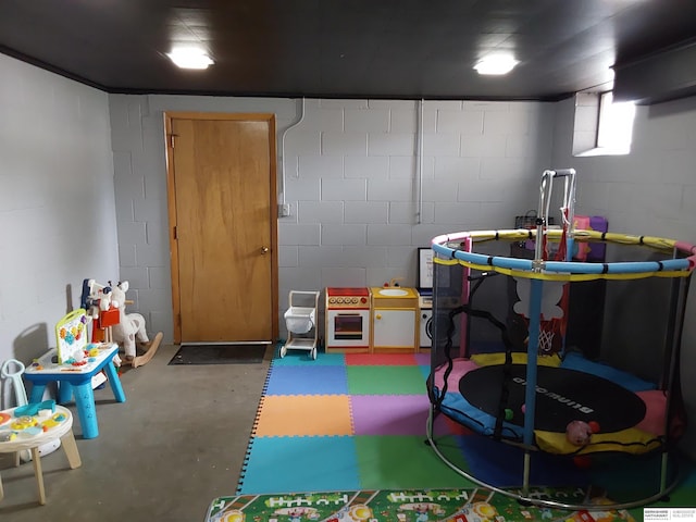 7027 S 39th Ave, Bellevue, NE 68147 - recreation room with concrete flooring and concrete block wall