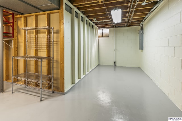 8207 Decatur St, Omaha, NE 68114 - unfinished basement featuring electric panel and concrete block wall