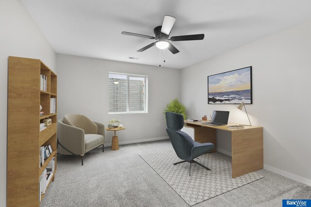 5956 Loxton St, Lincoln, NE 68526 - carpeted office featuring ceiling fan and baseboards