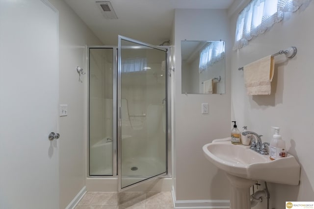 10919 N 69th St, Omaha, NE 68152 - full bathroom with a stall shower, tile patterned flooring, and baseboards
