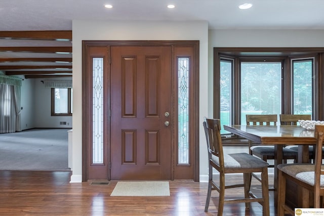 10919 N 69th St, Omaha, NE 68152 - foyer with wood finished floors, recessed lighting, and baseboards