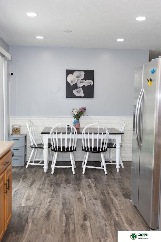 6 N Circle Dr, York, NE 68467 - dining space with a wainscoted wall, wood finished floors, and recessed lighting