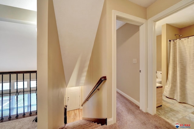 6609 Shenandoah Ct, Lincoln, NE 68510 - staircase featuring carpet and baseboards