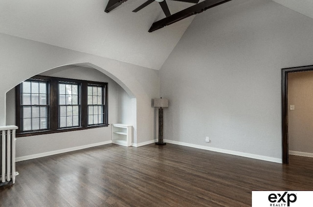 131 S 39th St Unit 6, Omaha, NE 68131 - additional living space with dark wood-style flooring, baseboards, ceiling fan, and arched walkways