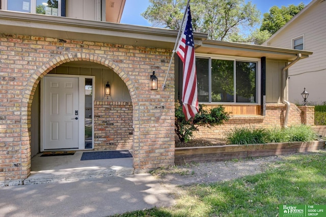11680 Meredith Ave, Omaha, NE 68164 - property entrance with brick siding