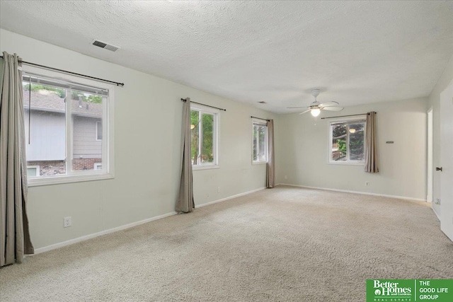 5143 S 126th Plz Unit 22, Omaha, NE 68137 - unfurnished room featuring plenty of natural light, light carpet, a textured ceiling, ceiling fan, and baseboards