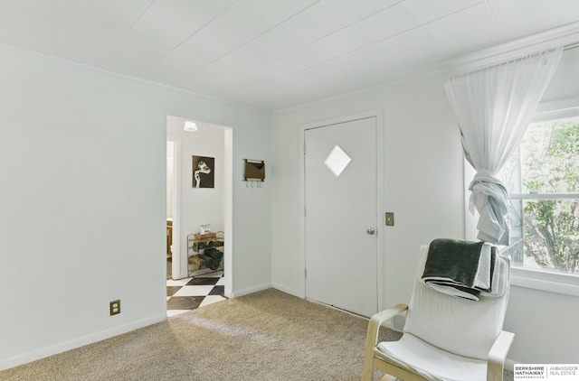 1409 S 17th St, Omaha, NE 68108 - carpeted entryway with crown molding and baseboards