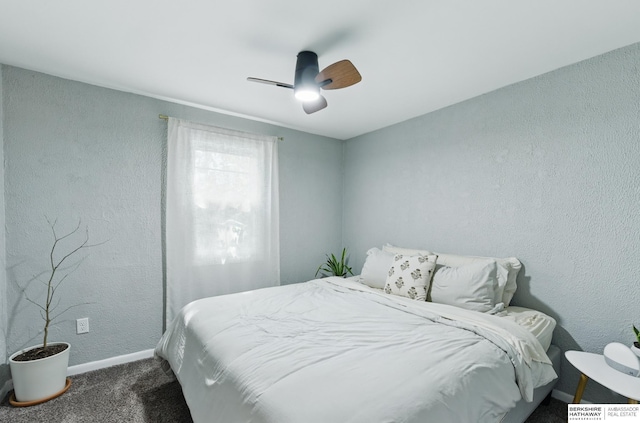 1409 S 17th St, Omaha, NE 68108 - bedroom with carpet, baseboards, a textured wall, and ceiling fan