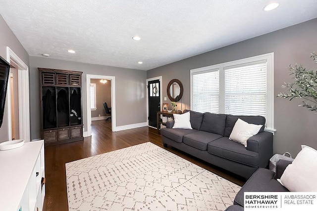 3120 N 205th St, Omaha, NE 68022 - living area with dark wood-style flooring, baseboards, and recessed lighting