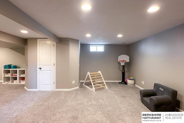 3120 N 205th St, Omaha, NE 68022 - recreation room featuring carpet flooring, recessed lighting, and baseboards