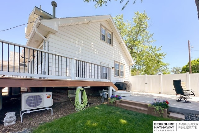 3120 N 205th St, Omaha, NE 68022 - back of house with ac unit, a wooden deck, and a patio