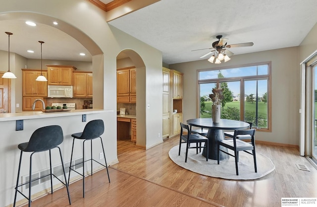 211 Longwood Dr, Papillion, NE 68133 - dining space with a ceiling fan, light wood-type flooring, plenty of natural light, baseboards, and recessed lighting