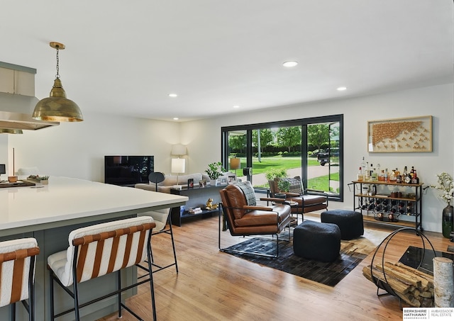 317 N 96th St, Omaha, NE 68114 - living area with light wood-type flooring and recessed lighting