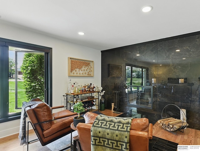317 N 96th St, Omaha, NE 68114 - living area featuring healthy amount of natural light, wood finished floors, and recessed lighting