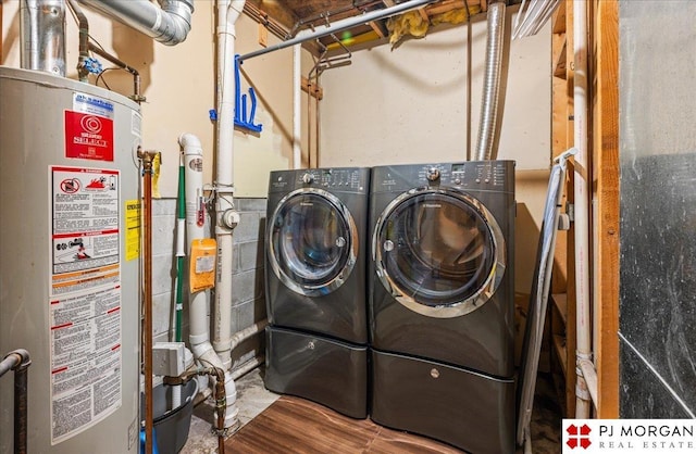 6718 Aspen St, La Vista, NE 68128 - laundry area featuring water heater and separate washer and dryer