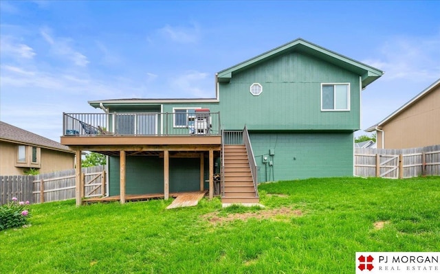 6718 Aspen St, La Vista, NE 68128 - rear view of property with stairs and a deck