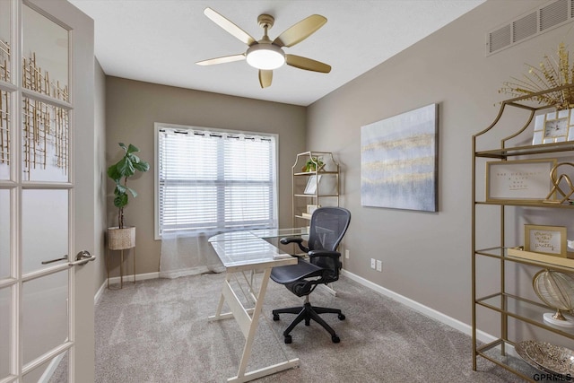 15301 Kansas Ave, Omaha, NE 68116 - office area with ceiling fan, baseboards, and carpet