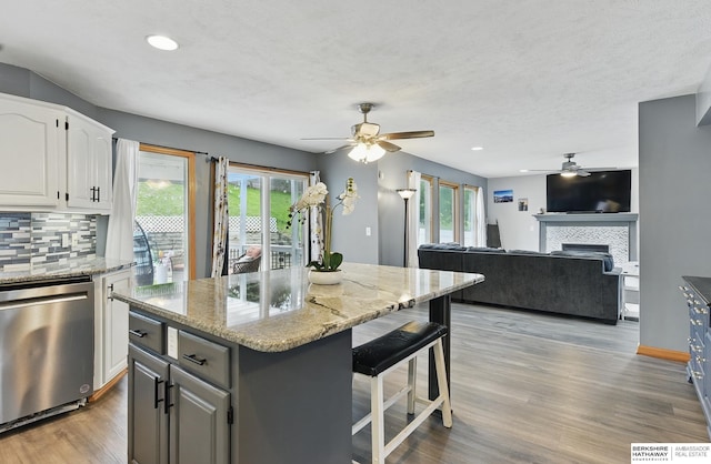 4414 S 174th St, Omaha, NE 68135 - kitchen with a ceiling fan, dishwasher, healthy amount of natural light, white cabinets, and recessed lighting