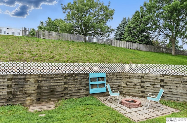 4414 S 174th St, Omaha, NE 68135 - view of yard featuring a fire pit and a patio area
