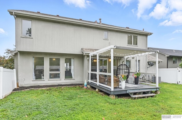 4414 S 174th St, Omaha, NE 68135 - rear view of house featuring a deck and a pergola