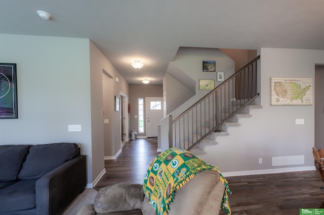 6311 N 169th St, Omaha, NE 68116 - entrance foyer featuring wood finished floors, baseboards, and stairs